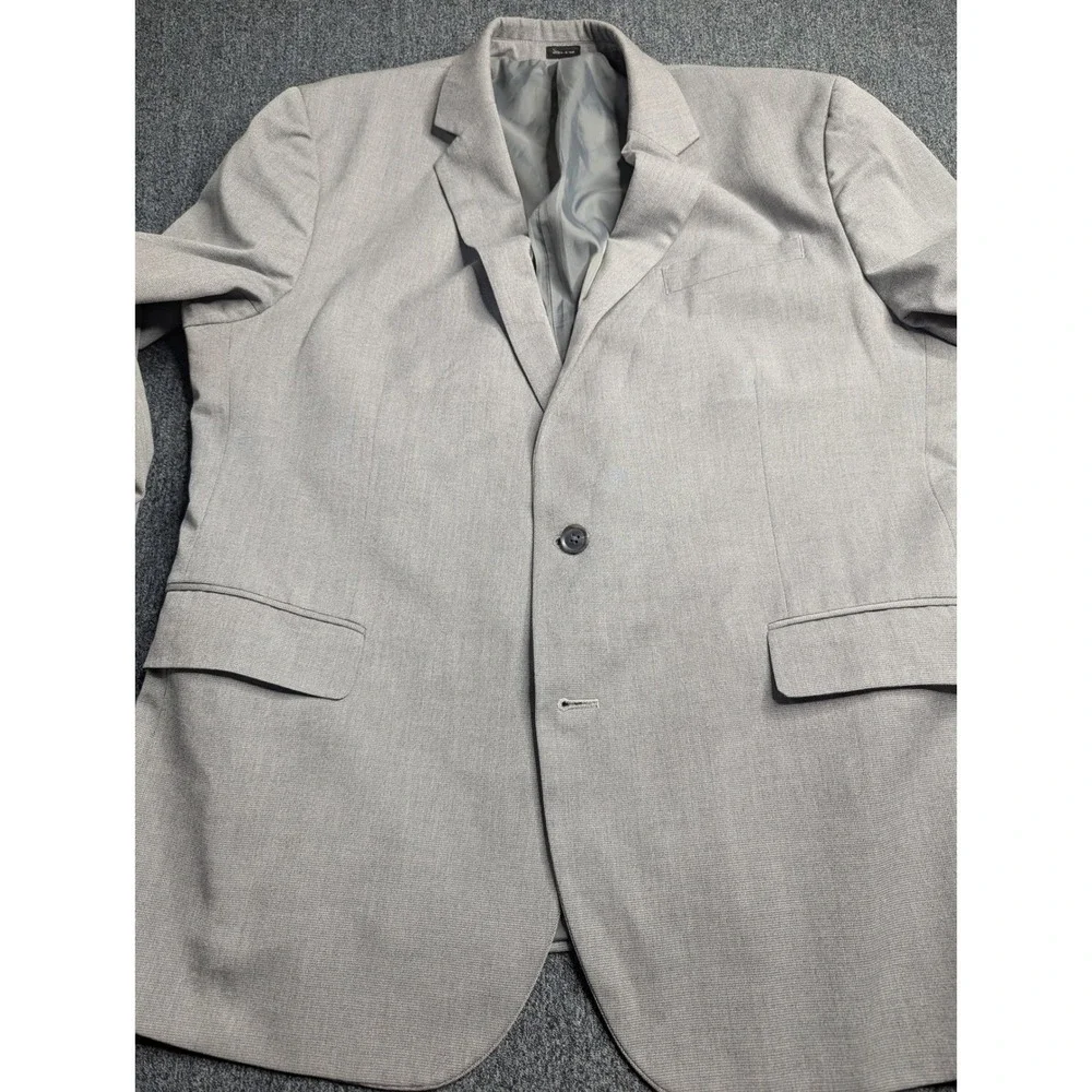 J. Ferrar Mens Slim Fit Blazer Light Gray Textured 2-Button Sport Coat 46‎ Reg